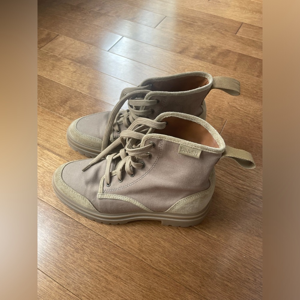 ba&sh Tan Combat Suede Boots